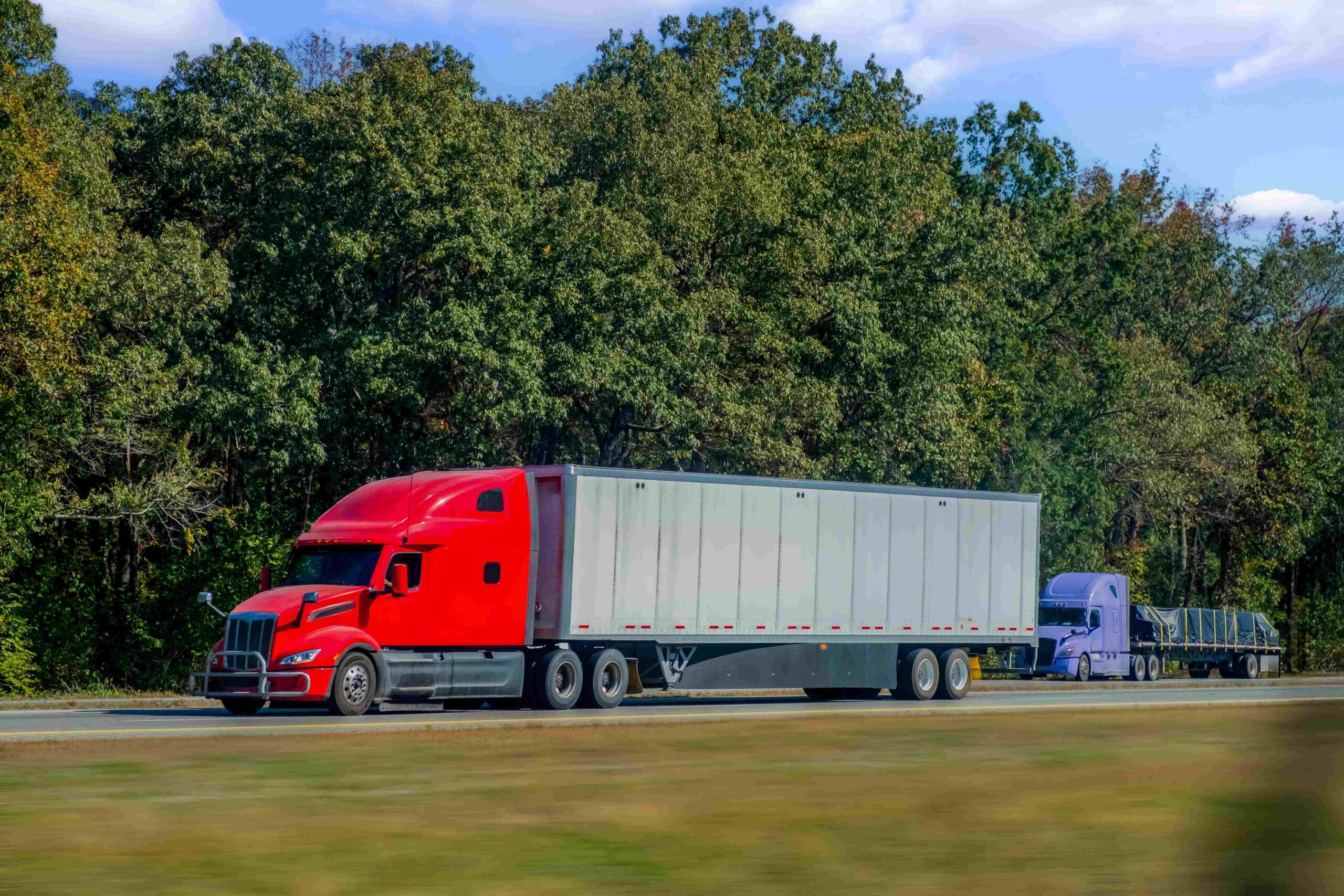Semi truck traveling on an interstate highway near Peoria Illinois